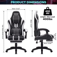 Chaise gaming de massage Hoffree extra-large, chaise de bureau PC ergonomique avec repose-pieds et réglable