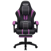 Chaise gaming de massage Hoffree extra-large, chaise de bureau PC ergonomique avec repose-pieds et réglable