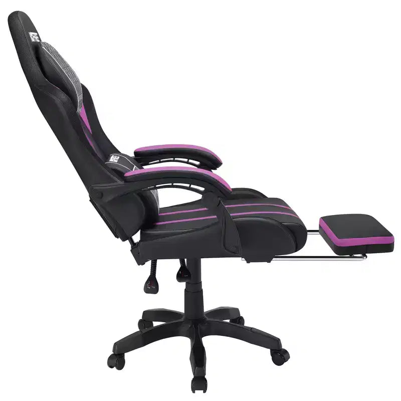 Chaise gaming de massage Hoffree extra-large, chaise de bureau PC ergonomique avec repose-pieds et réglable