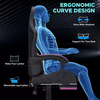 Chaise gaming de massage Hoffree extra-large, chaise de bureau PC ergonomique avec repose-pieds et réglable