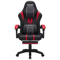 Chaise gaming de massage Hoffree extra-large, chaise de bureau PC ergonomique avec repose-pieds et réglable