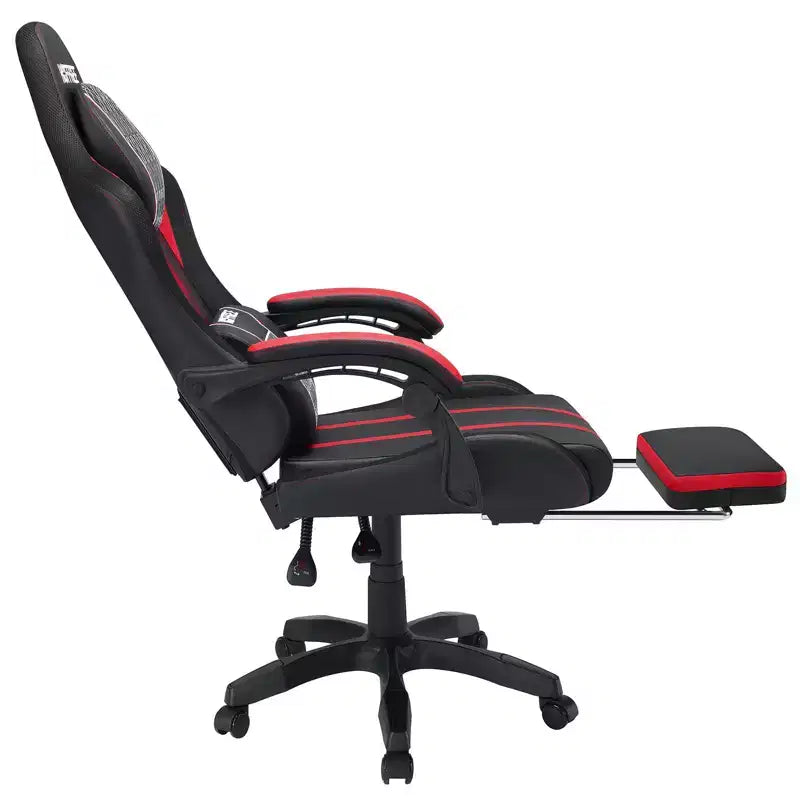 Chaise gaming de massage Hoffree extra-large, chaise de bureau PC ergonomique avec repose-pieds et réglable