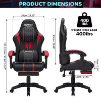 Chaise gaming de massage Hoffree extra-large, chaise de bureau PC ergonomique avec repose-pieds et réglable