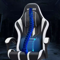 Chaise gaming de massage Hoffree extra-large, chaise de bureau PC ergonomique avec repose-pieds et réglable