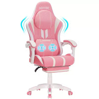 Chaise gaming de massage Hoffree extra-large, chaise de bureau PC ergonomique avec repose-pieds et réglable