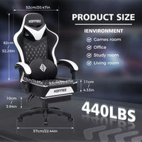 Fauteuil de jeu de massage en cuir Hoffree, chaise de bureau ergonomique pour PC avec repose-pieds et réglable