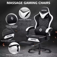 Fauteuil de jeu de massage en cuir Hoffree, chaise de bureau ergonomique pour PC avec repose-pieds et réglable