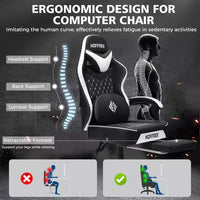 Fauteuil de jeu de massage en cuir Hoffree, chaise de bureau ergonomique pour PC avec repose-pieds et réglable