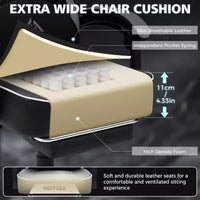 Fauteuil de jeu de massage en cuir Hoffree, chaise de bureau ergonomique pour PC avec repose-pieds et réglable