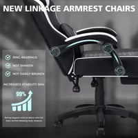 Fauteuil de jeu de massage en cuir Hoffree, chaise de bureau ergonomique pour PC avec repose-pieds et réglable