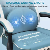 Fauteuil de jeu de massage en cuir Hoffree, chaise de bureau ergonomique pour PC avec repose-pieds et réglable