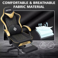 Fauteuil de jeu de massage en cuir Hoffree, chaise de bureau ergonomique pour PC avec repose-pieds et réglable