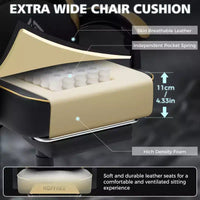 Fauteuil de jeu de massage en cuir Hoffree, chaise de bureau ergonomique pour PC avec repose-pieds et réglable