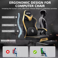 Fauteuil de jeu de massage en cuir Hoffree, chaise de bureau ergonomique pour PC avec repose-pieds et réglable