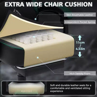 Fauteuil de jeu de massage en cuir Hoffree, chaise de bureau ergonomique pour PC avec repose-pieds et réglable