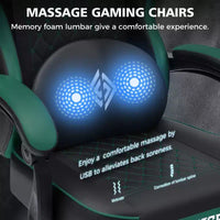 Fauteuil de jeu de massage en cuir Hoffree, chaise de bureau ergonomique pour PC avec repose-pieds et réglable