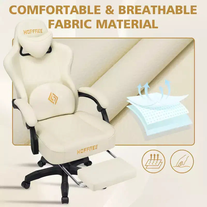 Fauteuil de jeu de massage en cuir Hoffree, chaise de bureau ergonomique pour PC avec repose-pieds et réglable
