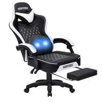 Fauteuil de jeu de massage en cuir Hoffree, chaise de bureau ergonomique pour PC avec repose-pieds et réglable
