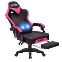 Fauteuil de jeu de massage en cuir Hoffree, chaise de bureau ergonomique pour PC avec repose-pieds et réglable