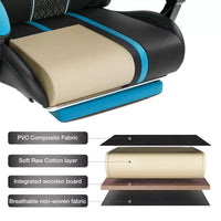 Chaise de jeu massante extra large Hoffree, chaise de bureau PC ergonomique avec haut-parleur Bluetooth et lumière RVB