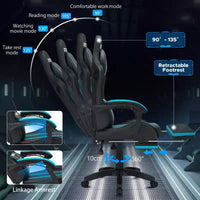 Chaise de jeu massante extra large Hoffree, chaise de bureau PC ergonomique avec haut-parleur Bluetooth et lumière RVB