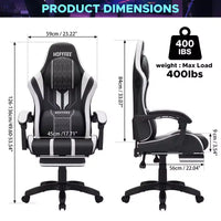 Chaise de jeu massante extra large Hoffree, chaise de bureau PC ergonomique avec haut-parleur Bluetooth et lumière RVB
