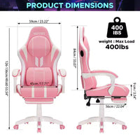 Chaise de jeu massante extra large Hoffree, chaise de bureau PC ergonomique avec haut-parleur Bluetooth et lumière RVB