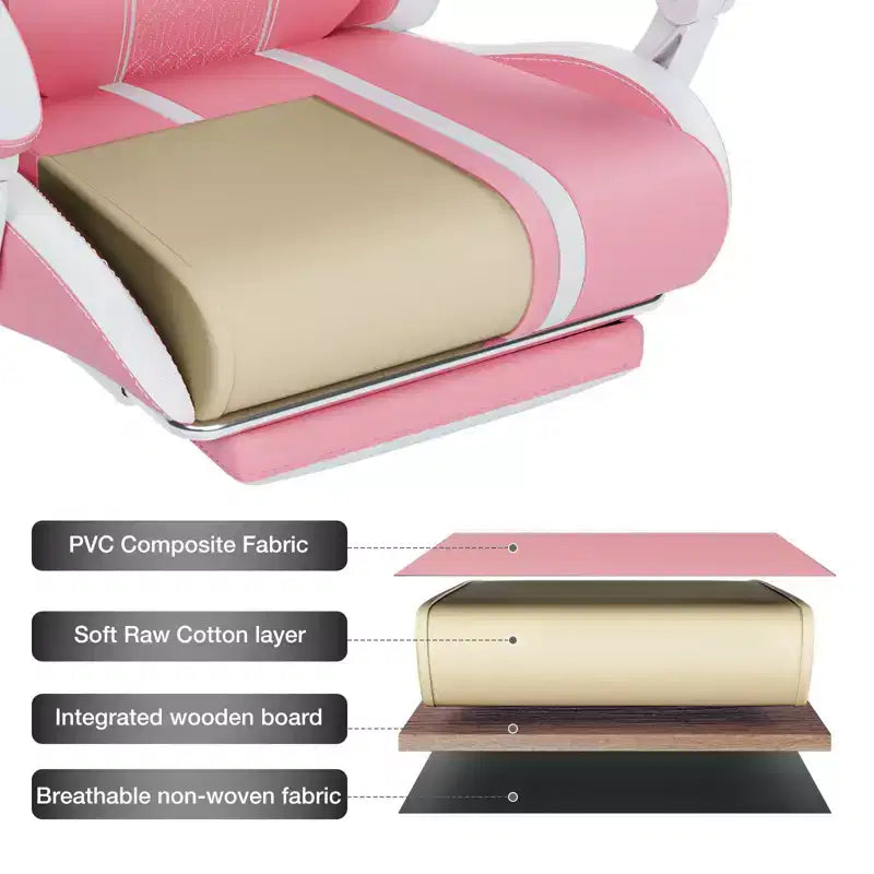 Chaise de jeu massante extra large Hoffree, chaise de bureau PC ergonomique avec haut-parleur Bluetooth et lumière RVB