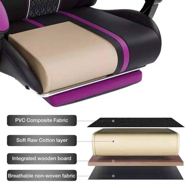 Chaise de jeu massante extra large Hoffree, chaise de bureau PC ergonomique avec haut-parleur Bluetooth et lumière RVB
