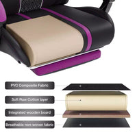 Chaise de jeu massante extra large Hoffree, chaise de bureau PC ergonomique avec haut-parleur Bluetooth et lumière RVB