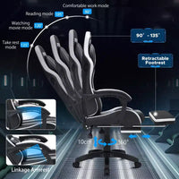 Chaise de jeu massante extra large Hoffree, chaise de bureau PC ergonomique avec haut-parleur Bluetooth et lumière RVB