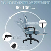 Chaise de jeu massante Hoffree en tissu respirant Chaise de bureau PC ergonomique avec repose-pieds et réglable
