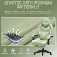 Chaise de jeu massante Hoffree en tissu respirant Chaise de bureau PC ergonomique avec repose-pieds et réglable