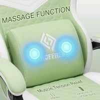 Chaise de jeu massante Hoffree en tissu respirant Chaise de bureau PC ergonomique avec repose-pieds et réglable