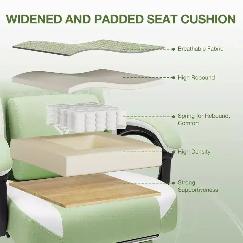 Chaise de jeu massante Hoffree en tissu respirant Chaise de bureau PC ergonomique avec repose-pieds et réglable