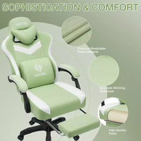 Chaise de jeu massante Hoffree en tissu respirant Chaise de bureau PC ergonomique avec repose-pieds et réglable