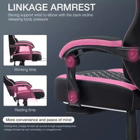 Chaise de jeu massante Hoffree en tissu respirant Chaise de bureau PC ergonomique avec repose-pieds et réglable