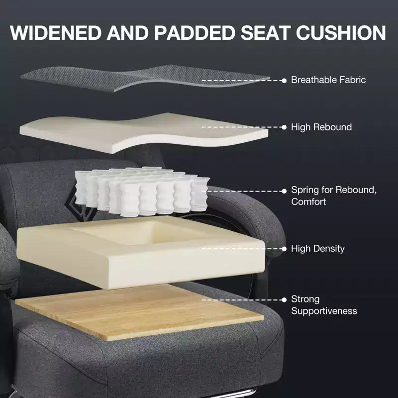 Hoffree Chaise de massage de jeu en tissu respirant Chaise de bureau PC ergonomique avec haut-parleur Bluetooth et repose-pieds