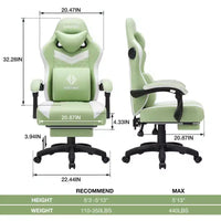 Hoffree Chaise de massage de jeu en tissu respirant Chaise de bureau PC ergonomique avec haut-parleur Bluetooth et repose-pieds