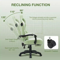 Hoffree Chaise de massage de jeu en tissu respirant Chaise de bureau PC ergonomique avec haut-parleur Bluetooth et repose-pieds