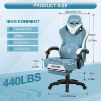 Fauteuil de bureau gaming en cuir Hoffree avec massage, ergonomique, et haut-parleur Bluetooth et repose-pieds