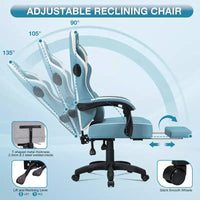 Fauteuil de bureau gaming en cuir Hoffree avec massage, ergonomique, et haut-parleur Bluetooth et repose-pieds
