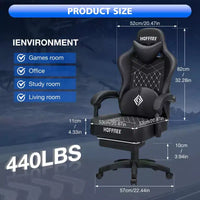 Fauteuil de bureau gaming en cuir Hoffree avec massage, ergonomique, et haut-parleur Bluetooth et repose-pieds