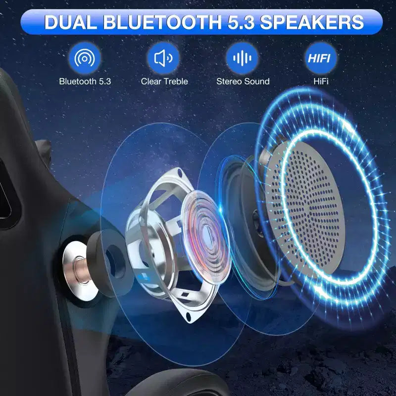 Fauteuil de bureau gaming en cuir Hoffree avec massage, ergonomique, et haut-parleur Bluetooth et repose-pieds