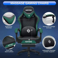 Fauteuil de bureau gaming en cuir Hoffree avec massage, ergonomique, et haut-parleur Bluetooth et repose-pieds
