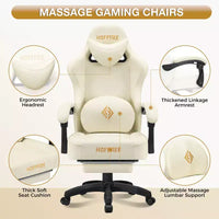 Fauteuil de bureau gaming en cuir Hoffree avec massage, ergonomique, et haut-parleur Bluetooth et repose-pieds