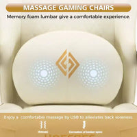 Fauteuil de bureau gaming en cuir Hoffree avec massage, ergonomique, et haut-parleur Bluetooth et repose-pieds