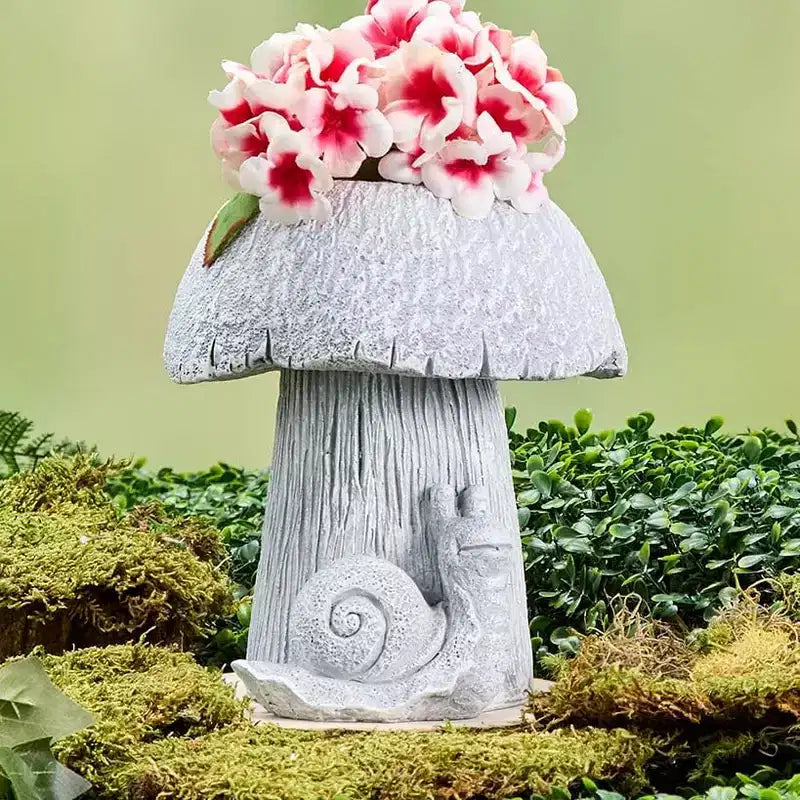 La jardinière champignon Lakeside Collection grise grande, moyenne ou petite pour le jardin