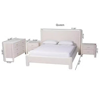 Ensemble de chambre à coucher 4 pièces Baxton Studio Laria moderne en tissu nounours blanc