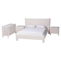 Ensemble de chambre à coucher 4 pièces Baxton Studio Laria moderne en tissu nounours blanc